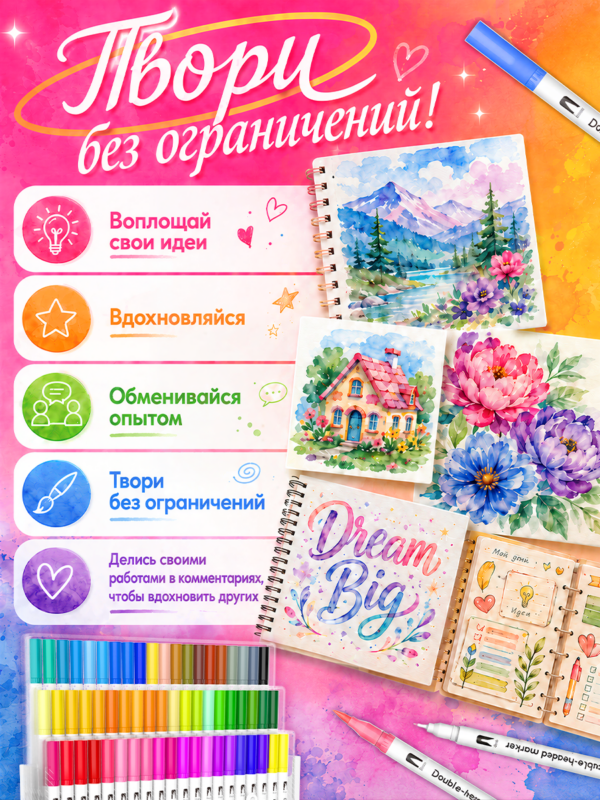Акварельные маркеры для скетчинга набор для рисования 36 шт - Image 2