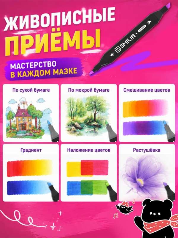 Спиртовые маркеры для скетчинга двусторонние 80 цветов - Image 2